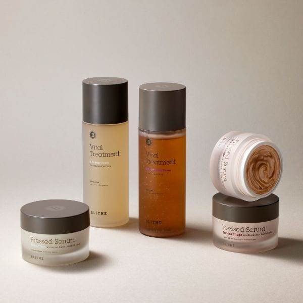Transformative Blithe skincare products delivering remarkable results: Before and after image showcasing visibly improved skin texture, tone, and radiance