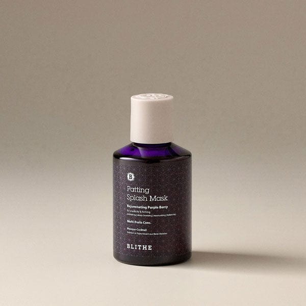 Blithe Cosmetics’ Patting Splash Mask in purple bottle