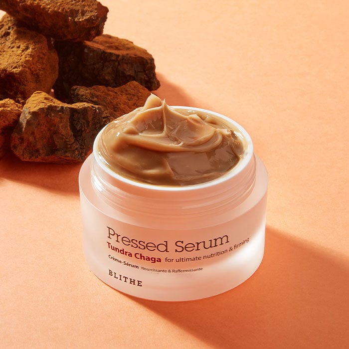 BLITHE Pressed Serum Tundra Chaga with rich pressed texture and chaga mushroom