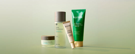 Blithe skincare products suitable for oily skin, including cleansers, serums, and moisturizers.