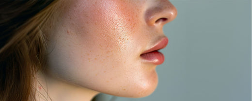Close-up of a person's cheek with visible pores and mild skin texture, highlighting the need for unclogging pores and clear skin solutions.