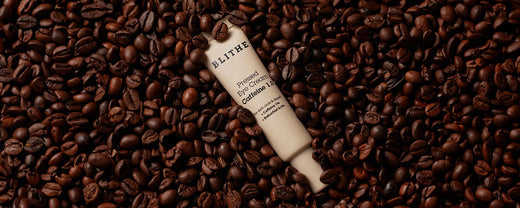 Blithe Pressed Eye Cream Caffeine 1.0 - A white jar of eye cream with the Blithe logo, showcasing the product's elegant packaging.