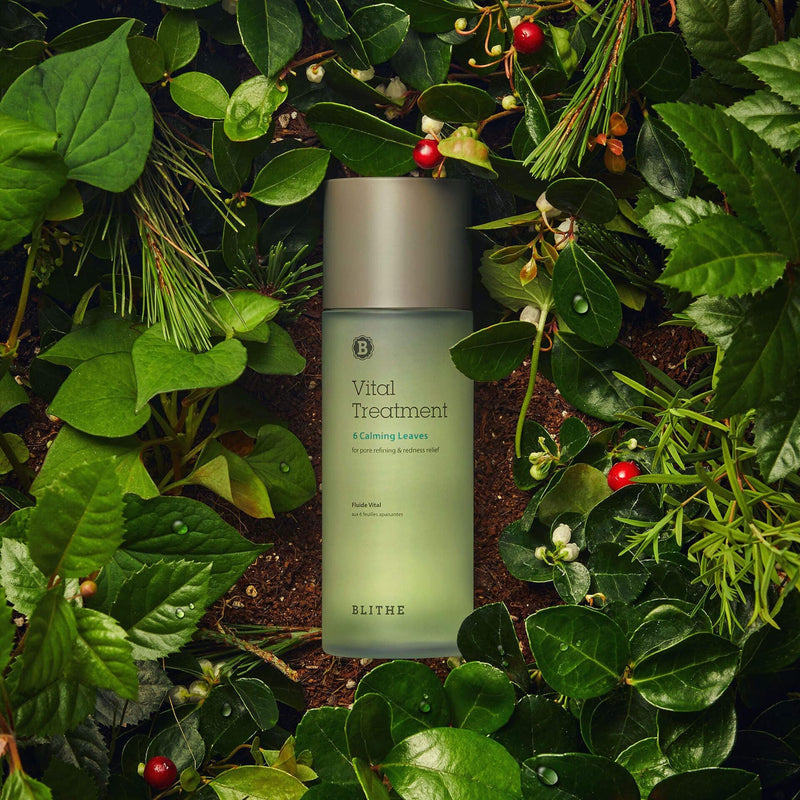 a vital treatment bottle amongst plants and leaves